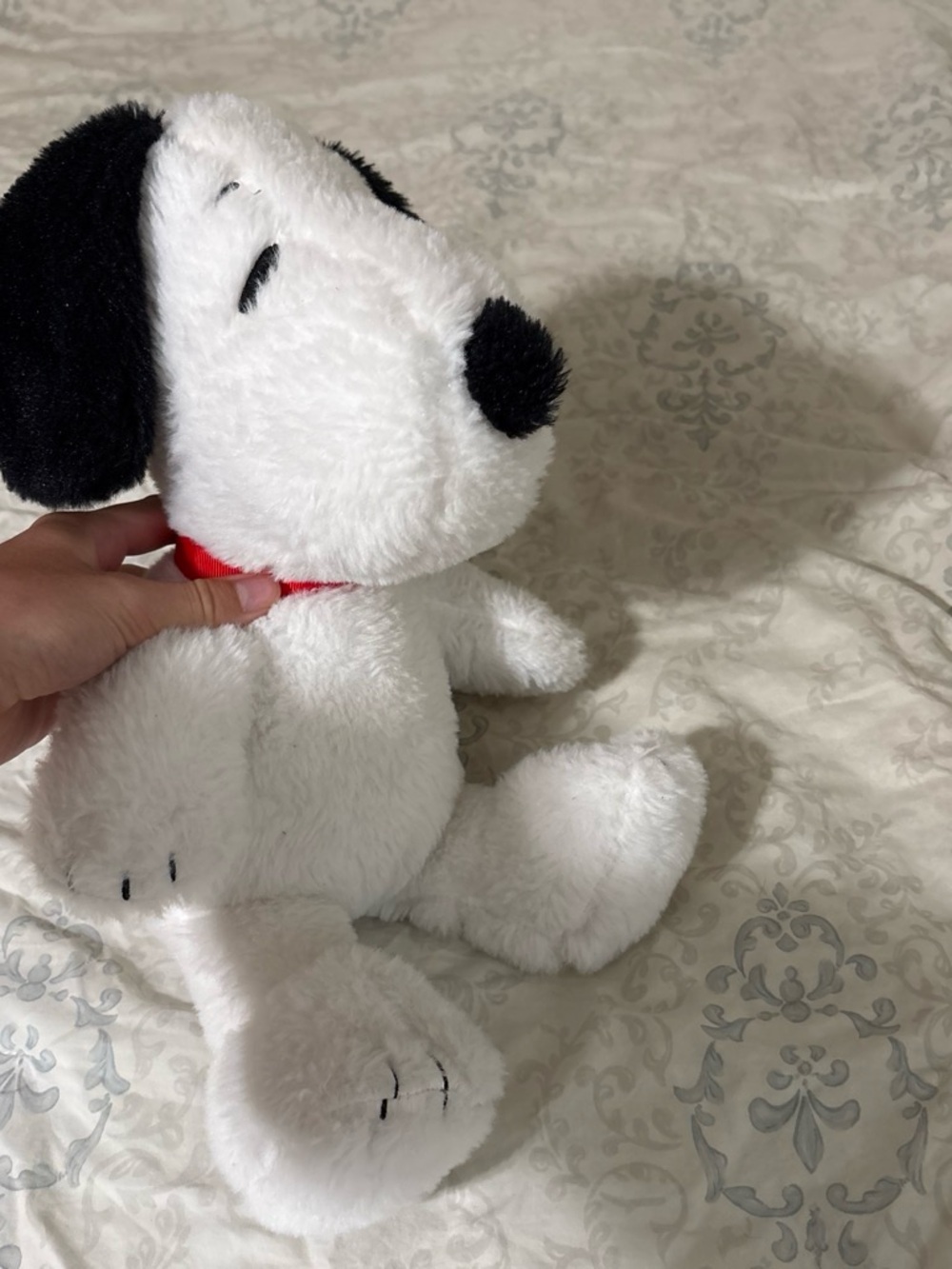 Peanuts White & Black Snoopy Plush with Red Collar